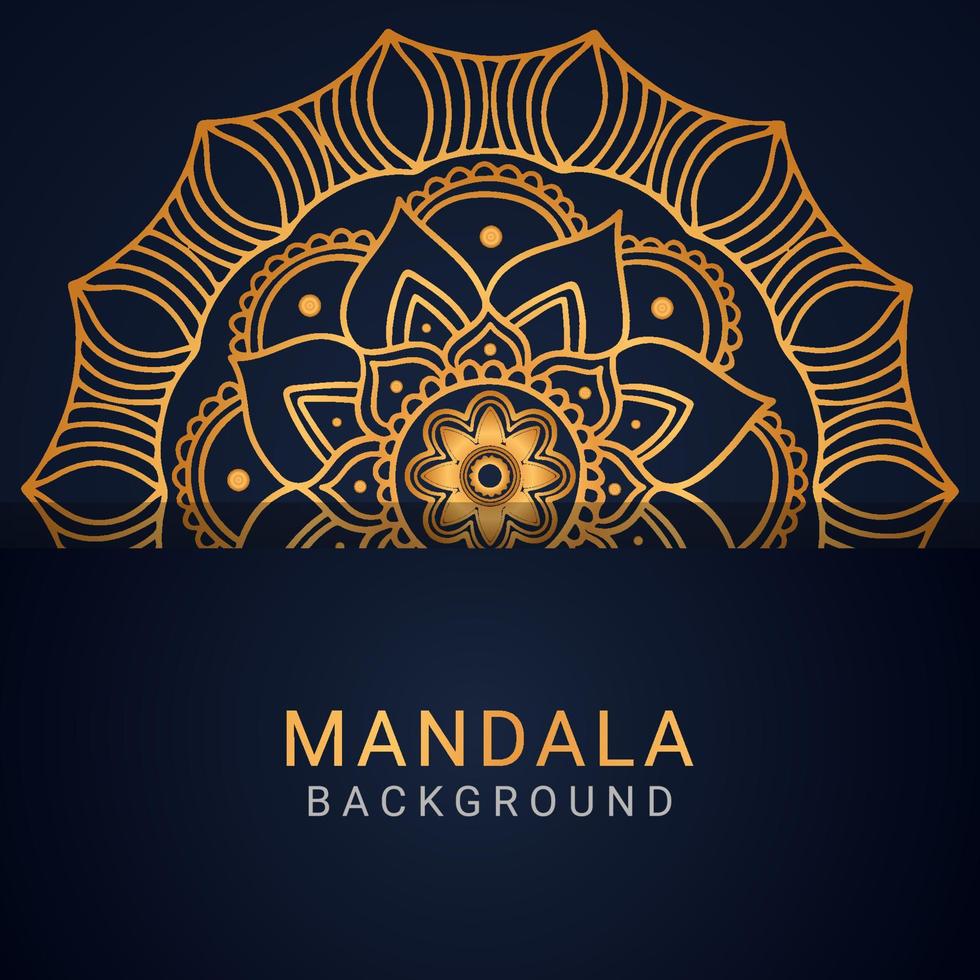 mandala de luxe doré avec un design élégant de fond noir vecteur