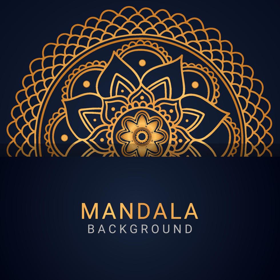 mandala de luxe doré avec un design élégant de fond noir vecteur