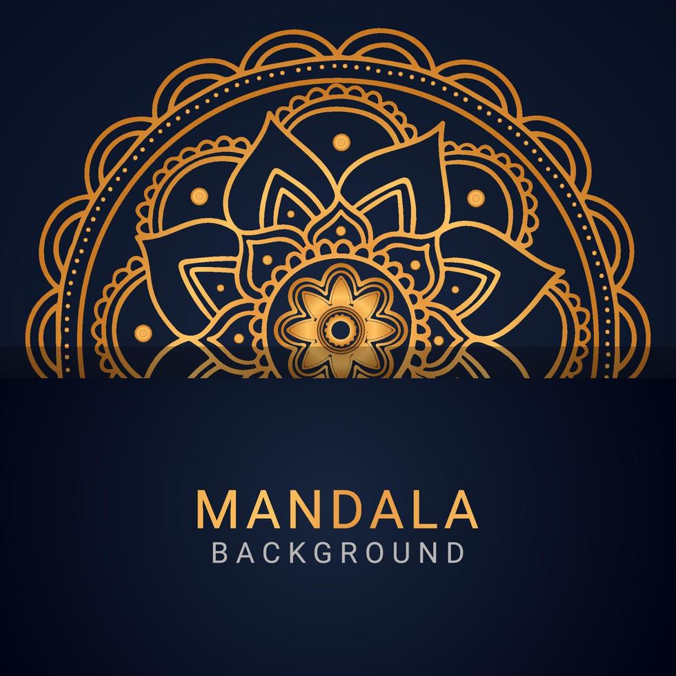 mandala de luxe doré avec un design élégant de fond noir vecteur