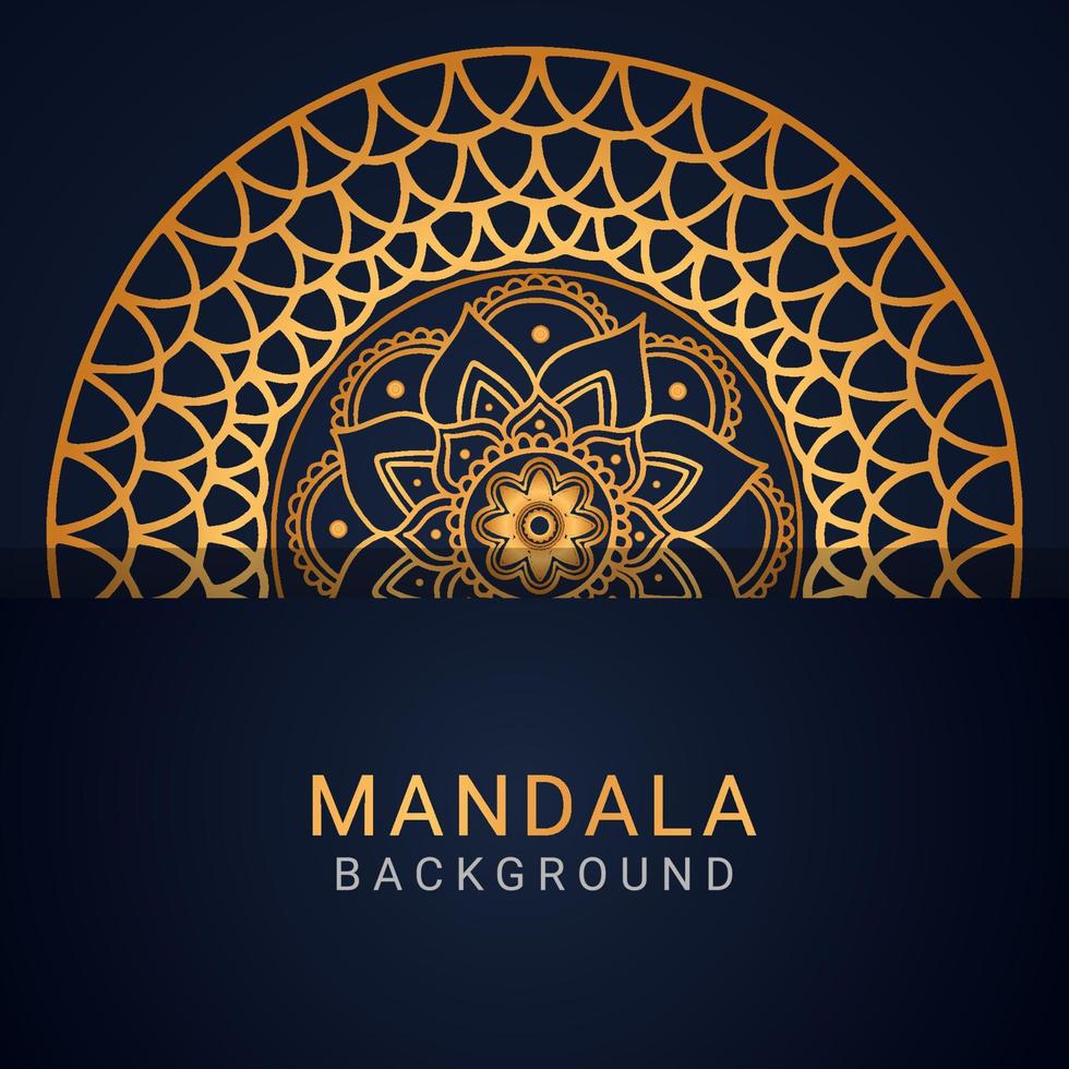 mandala de luxe doré avec un design élégant de fond noir vecteur