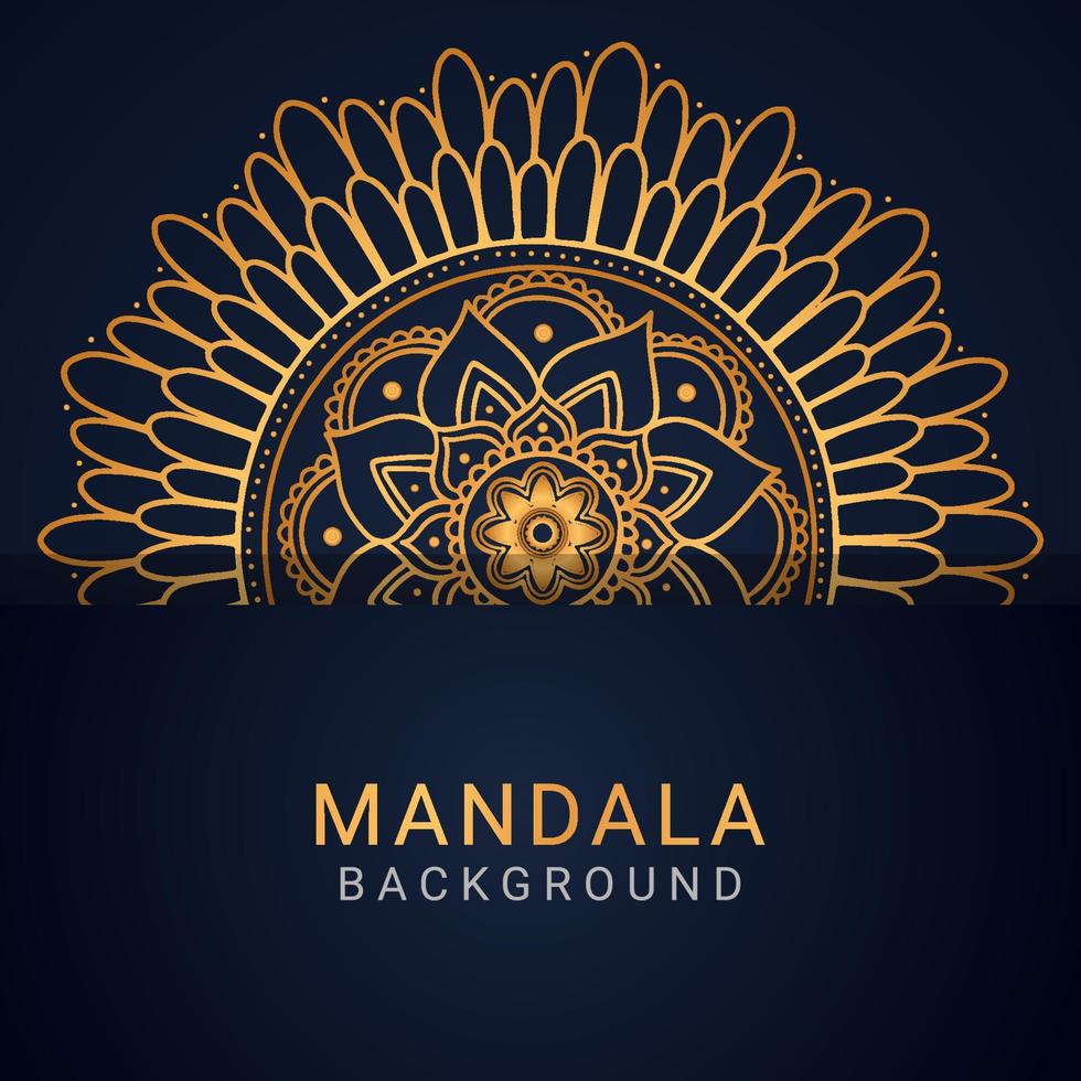 mandala de luxe doré avec un design élégant de fond noir vecteur