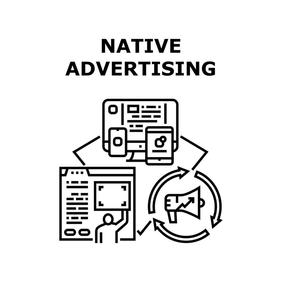 illustration de couleur de concept de publicité native vecteur