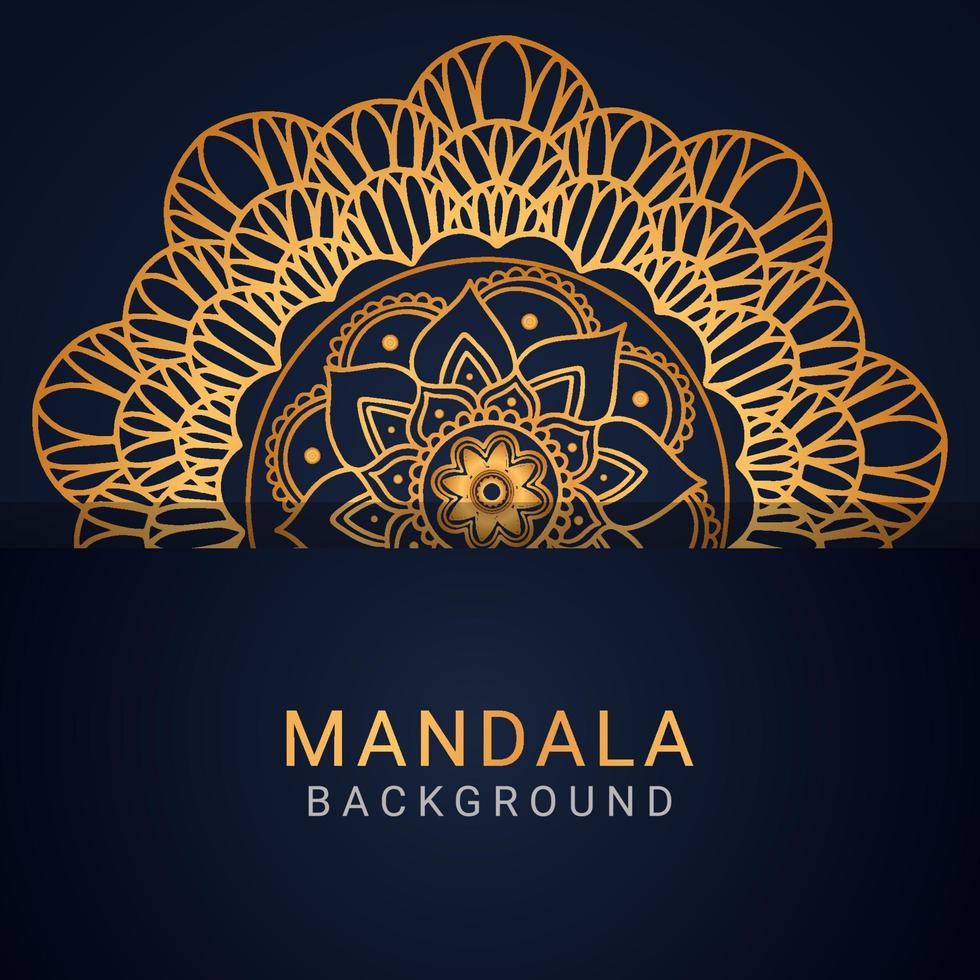 mandala de luxe doré avec un design élégant de fond noir vecteur