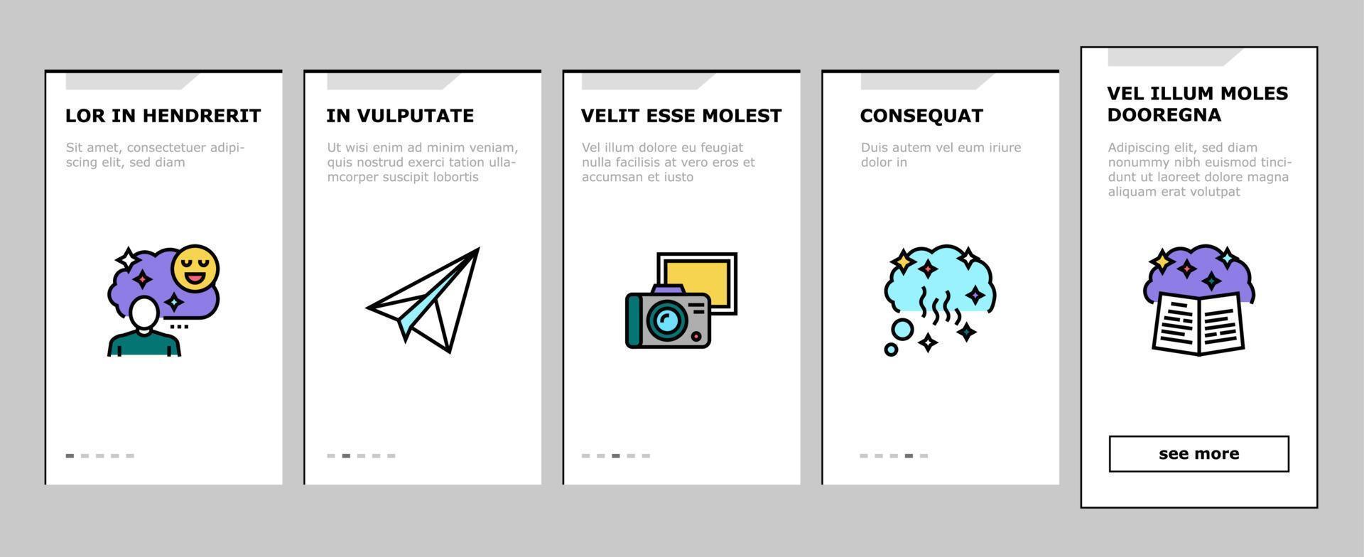 nostalgie et mémoire onboarding icons set vector