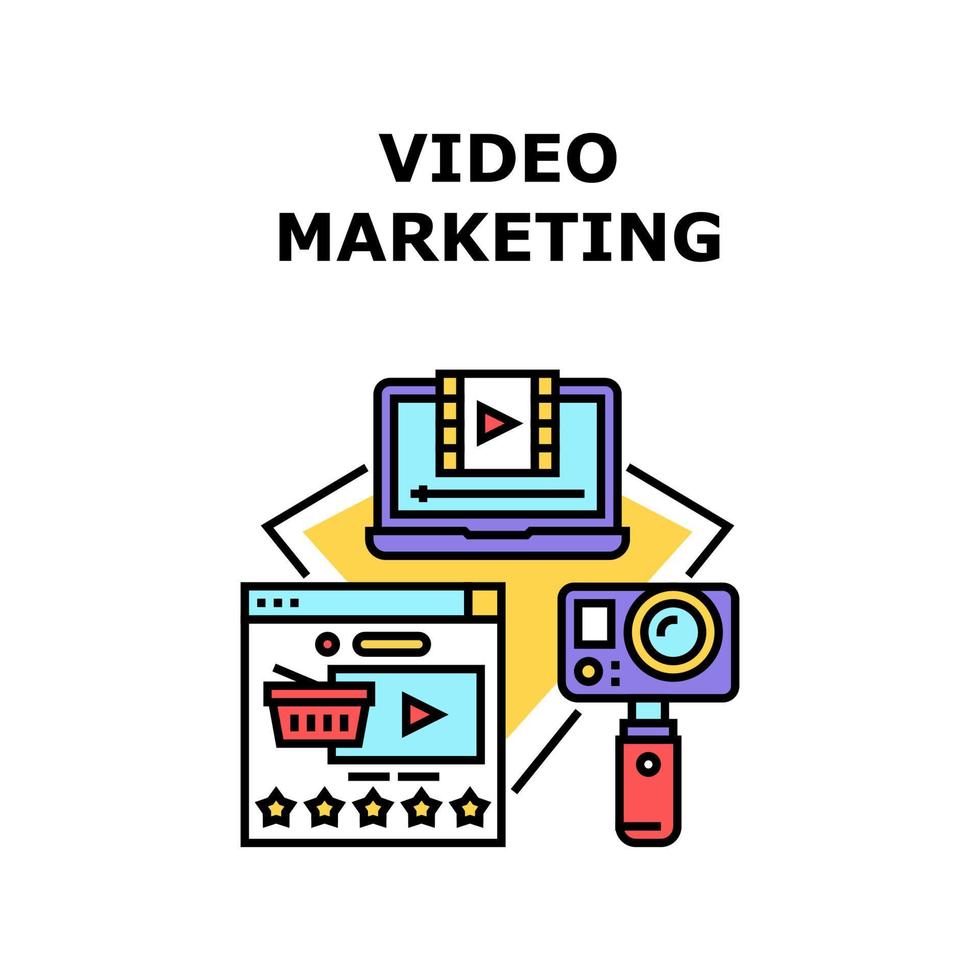 illustration de couleur de concept de vecteur de marketing vidéo