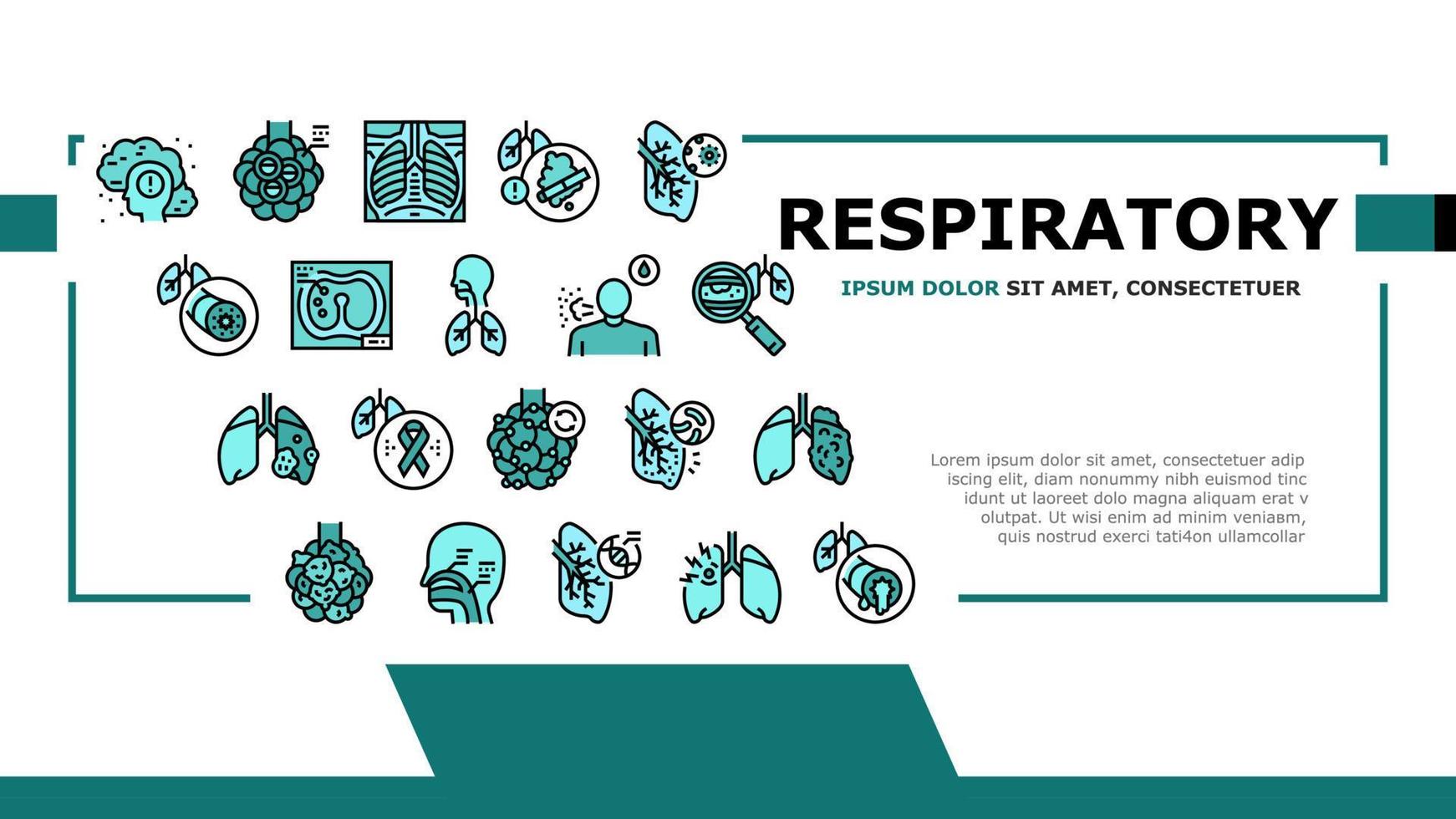 vecteur d'en-tête d'atterrissage de maladie respiratoire