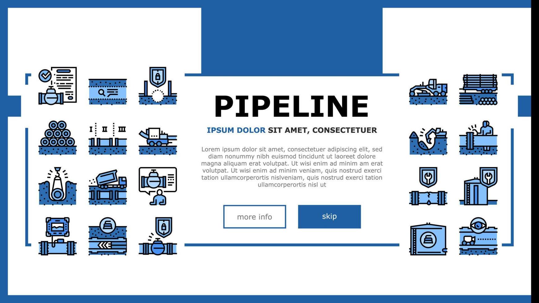 vecteur d'en-tête d'atterrissage de construction de pipeline