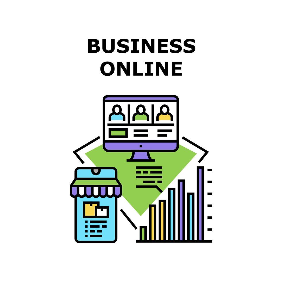 illustration de couleur de concept de vecteur en ligne d'affaires
