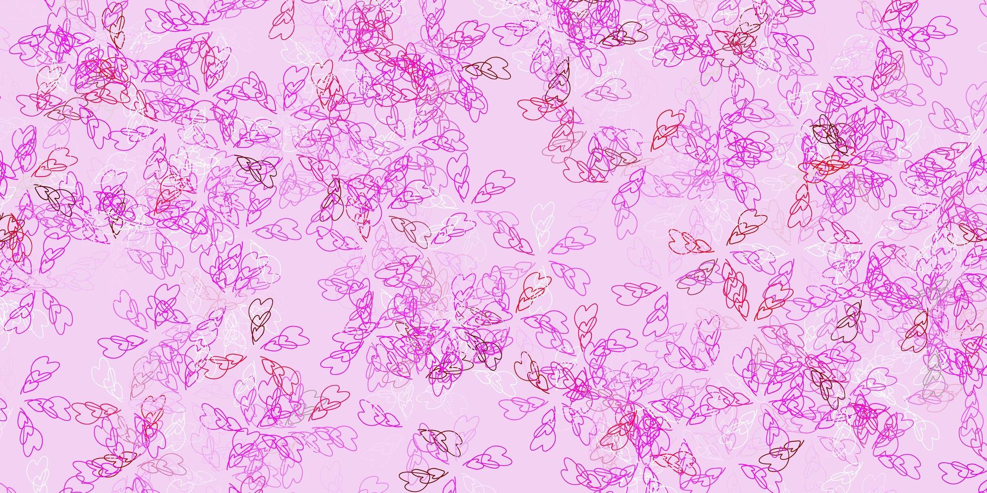 texture abstraite de vecteur violet clair, rose avec des feuilles.
