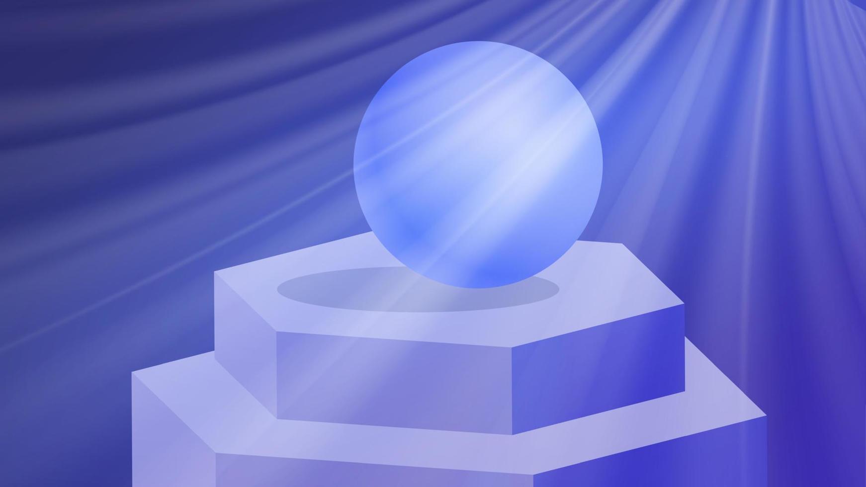 podium de piédestal de forme bleue brillante abstraite éclairage au néon lumineux. rendu vectoriel forme 3d, présentation de l'affichage du produit. scène murale futuriste.