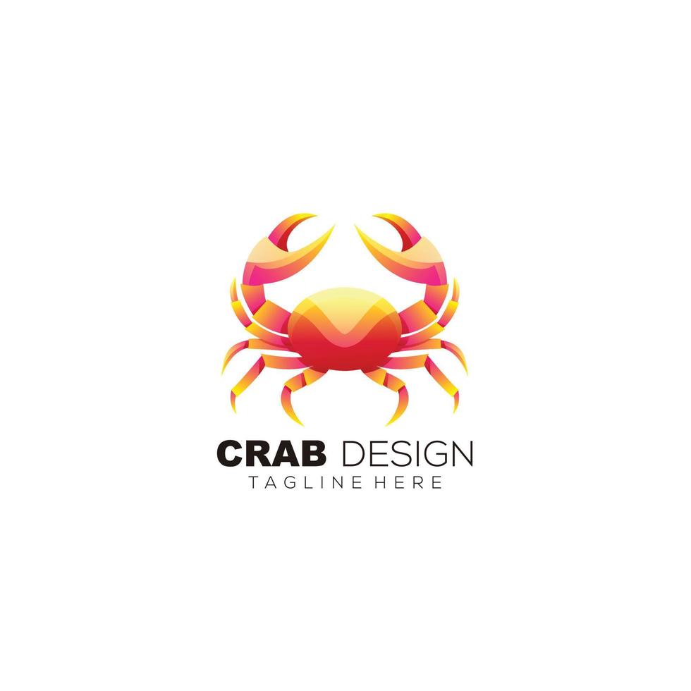 modèle de conception de logo couleur crabe pour votre entreprise vecteur