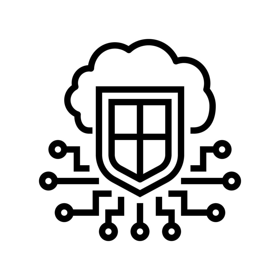illustration vectorielle de l'icône de la ligne de protection du nuage électronique vecteur