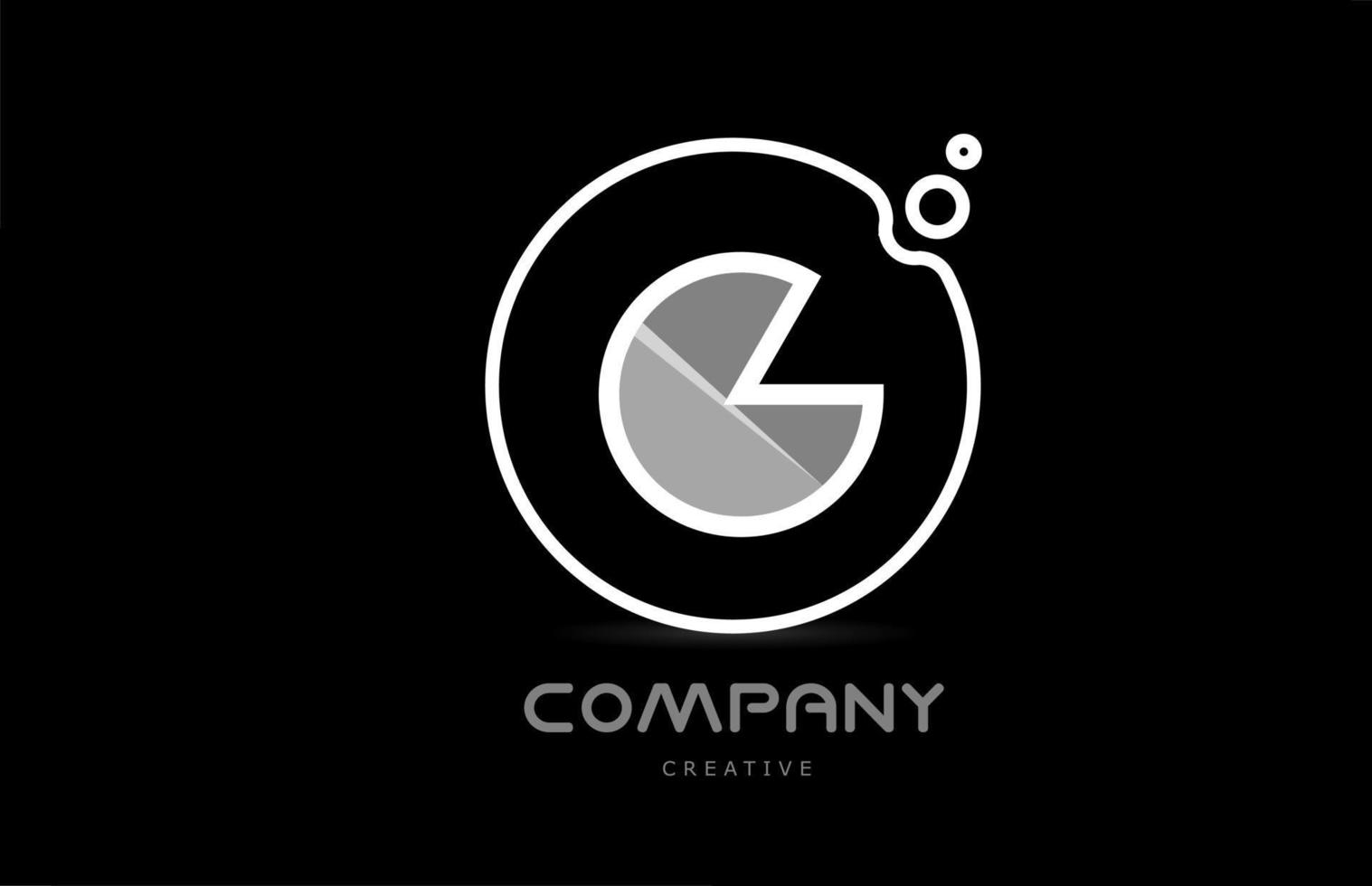 icône de logo lettre alphabet géométrique g noir et blanc avec cercle. modèle créatif pour entreprise et entreprise vecteur