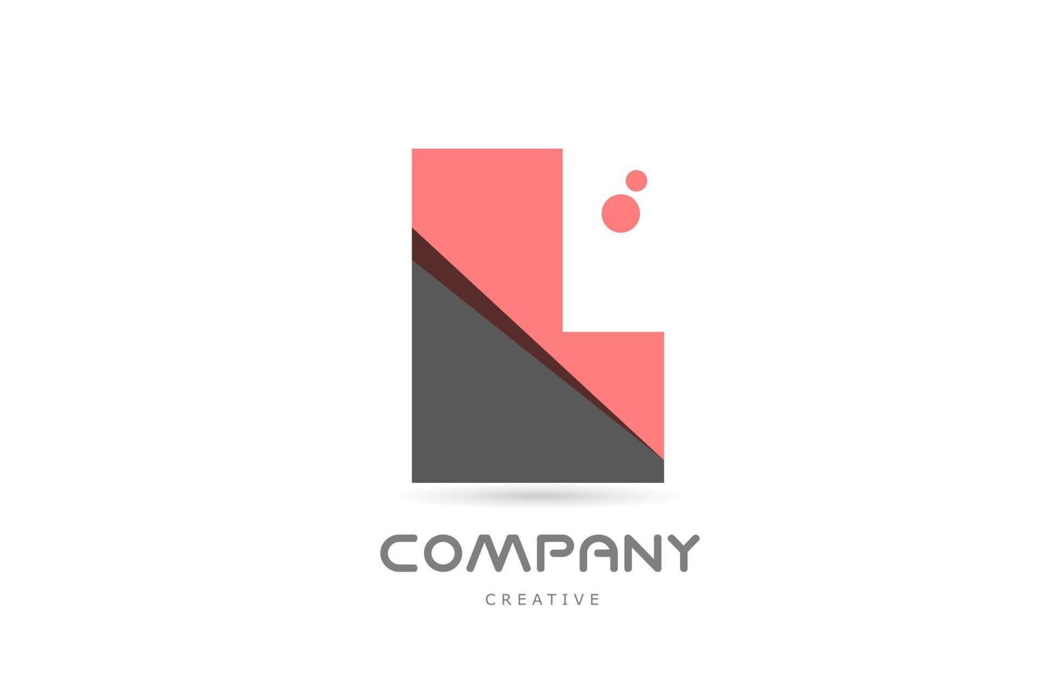 l icône du logo lettre alphabet géométrique points roses. modèle créatif pour les entreprises et les entreprises vecteur