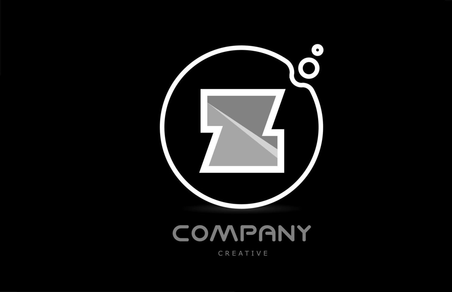 icône de logo lettre alphabet géométrique z noir et blanc avec cercle. modèle créatif pour entreprise et entreprise vecteur