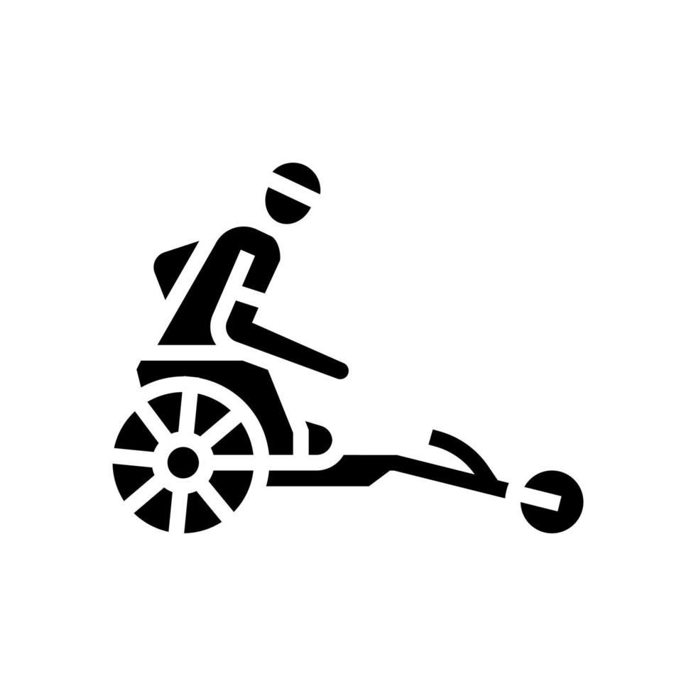 bicyclette, course, athlète handicapé, glyphe, icône, vecteur, illustration vecteur