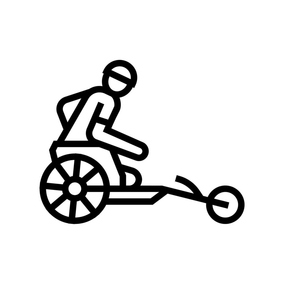 bicyclette, course, athlète handicapé, ligne, icône, vecteur, illustration vecteur