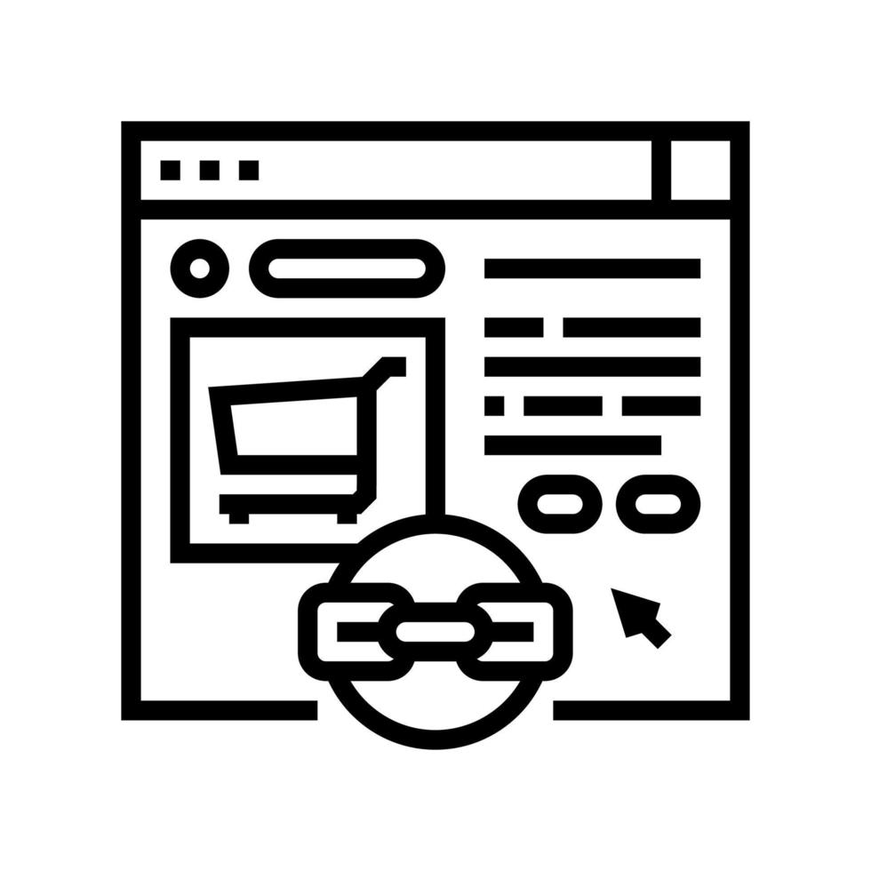 illustration vectorielle d'icône de ligne de construction de lien de commerce électronique vecteur