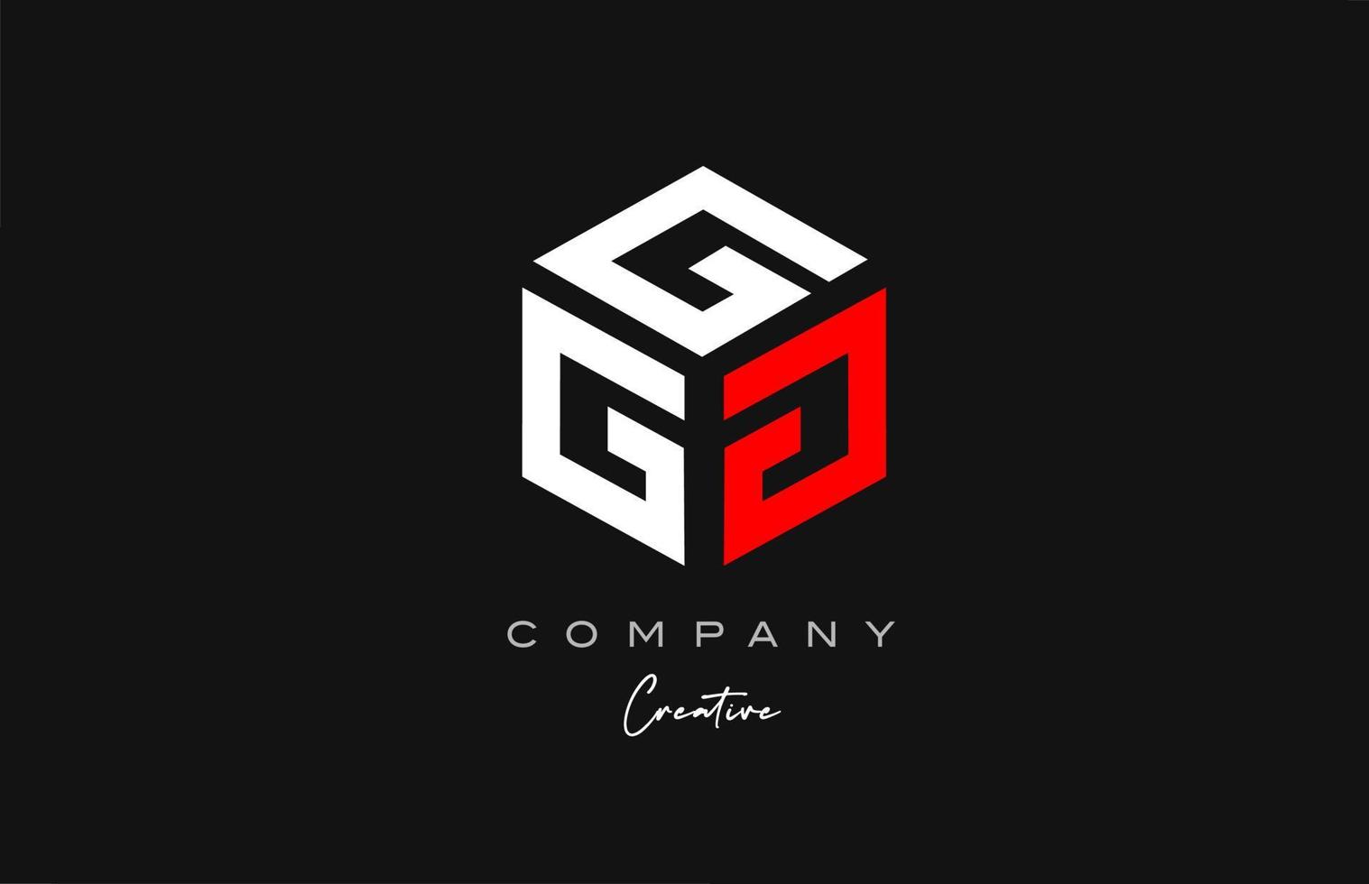 G rouge blanc trois lettres cube alphabet lettre logo icône design. modèle créatif pour entreprise et entreprise vecteur