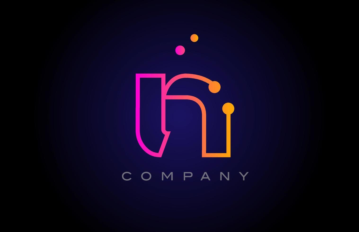 Création d'icône de logo de lettre d'alphabet de ligne de point de n. modèle créatif pour entreprise et entreprise de couleur jaune rose vecteur