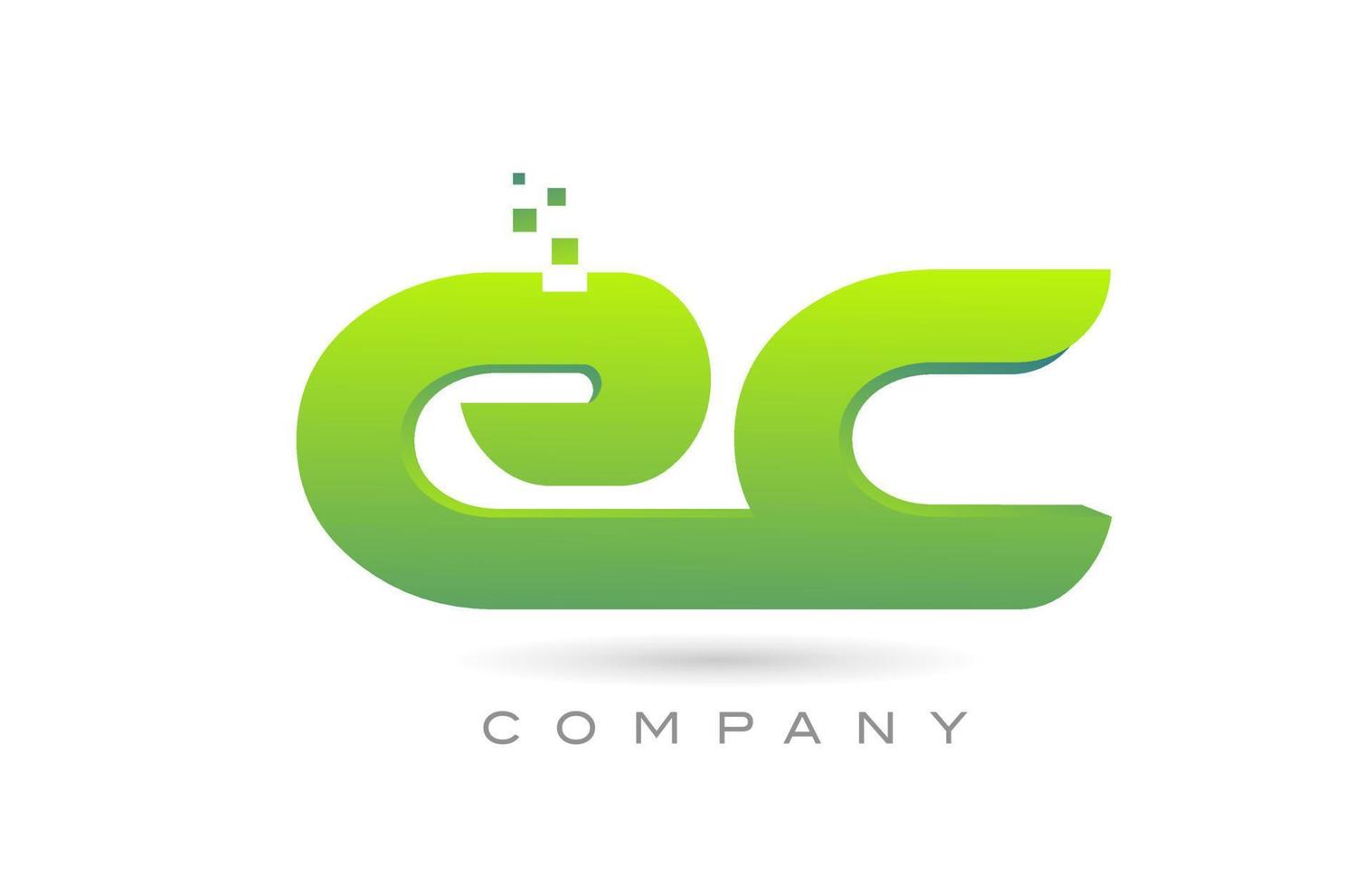 a rejoint la conception de combinaison d'icône de logo de lettre d'alphabet d'ec avec des points et la couleur verte. modèle créatif pour entreprise et entreprise vecteur