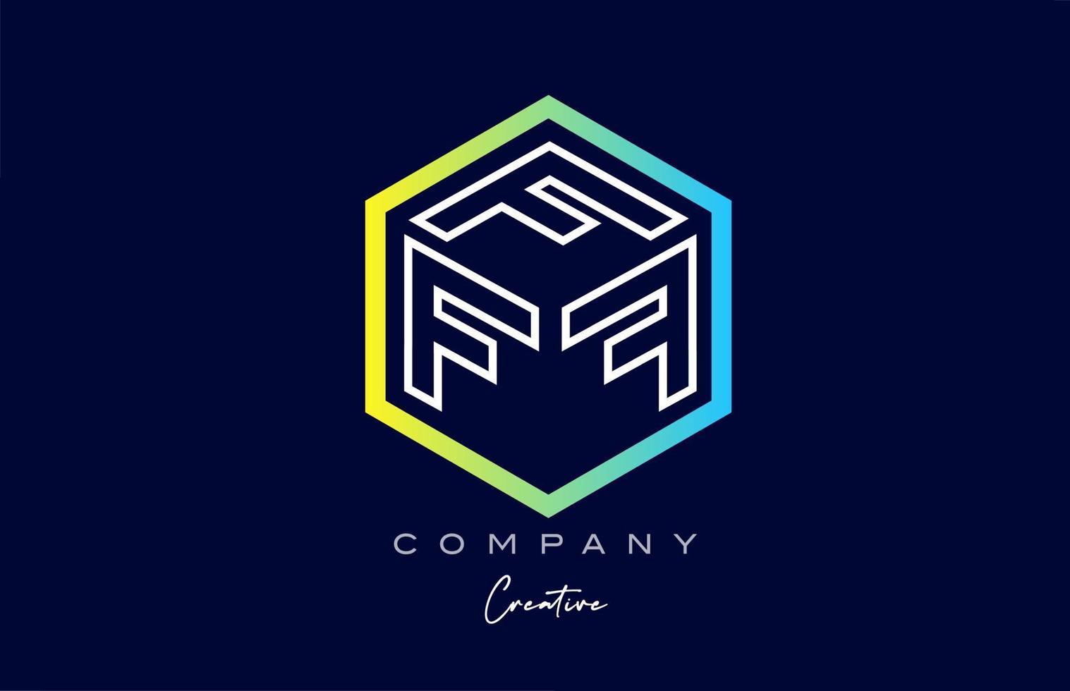 ligne f trois lettres cube alphabet lettre logo icône design avec design polygone. modèle créatif pour entreprise vecteur