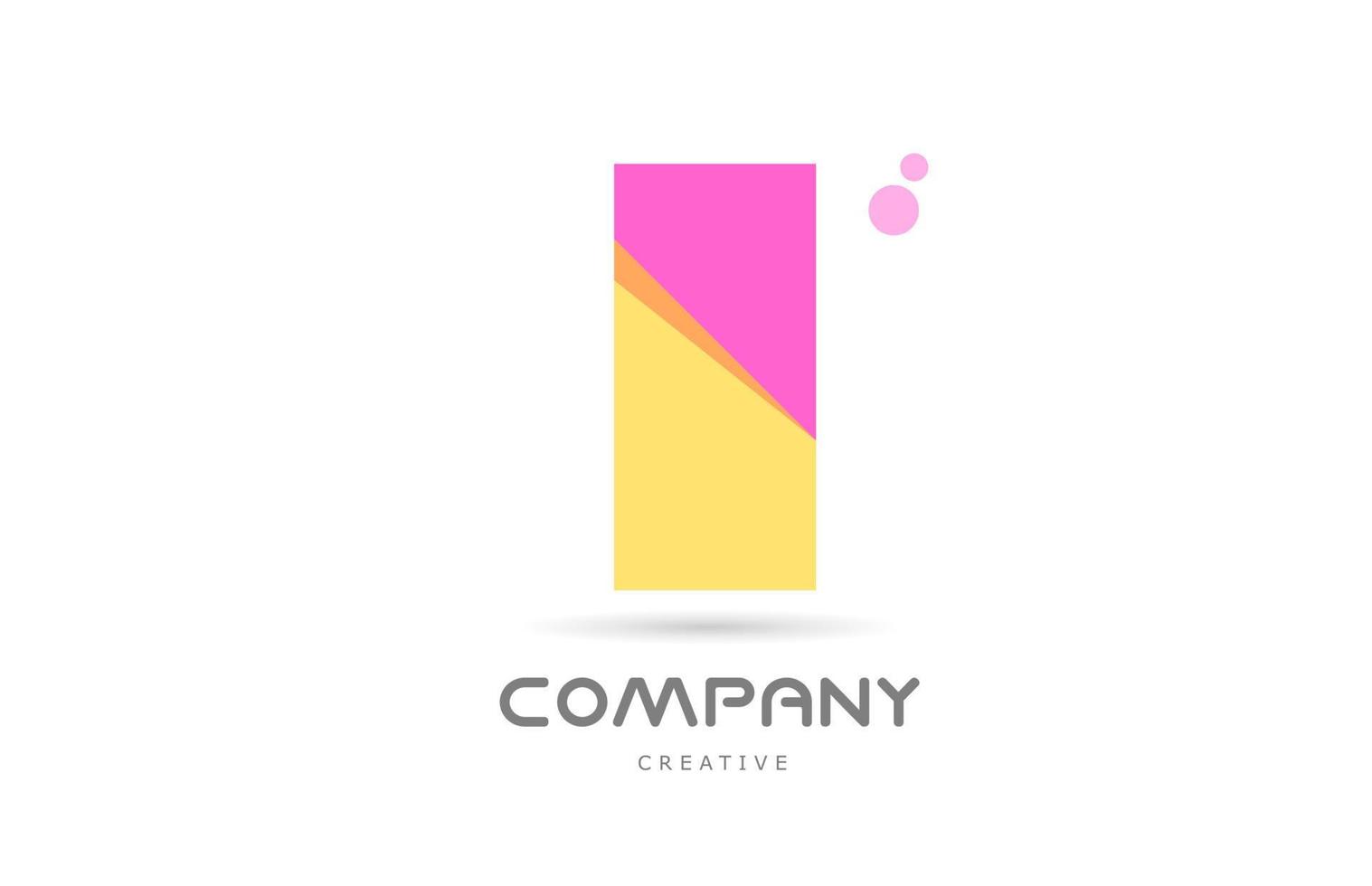 i icône du logo lettre alphabet géométrique rose jaune. modèle créatif pour les entreprises et les entreprises vecteur