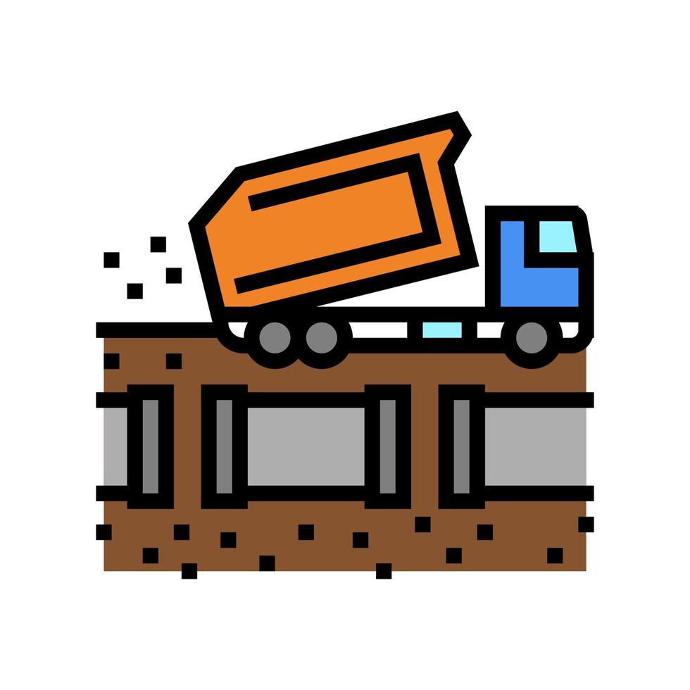 illustration vectorielle de l'icône de couleur du pipeline de remplissage de camion vecteur