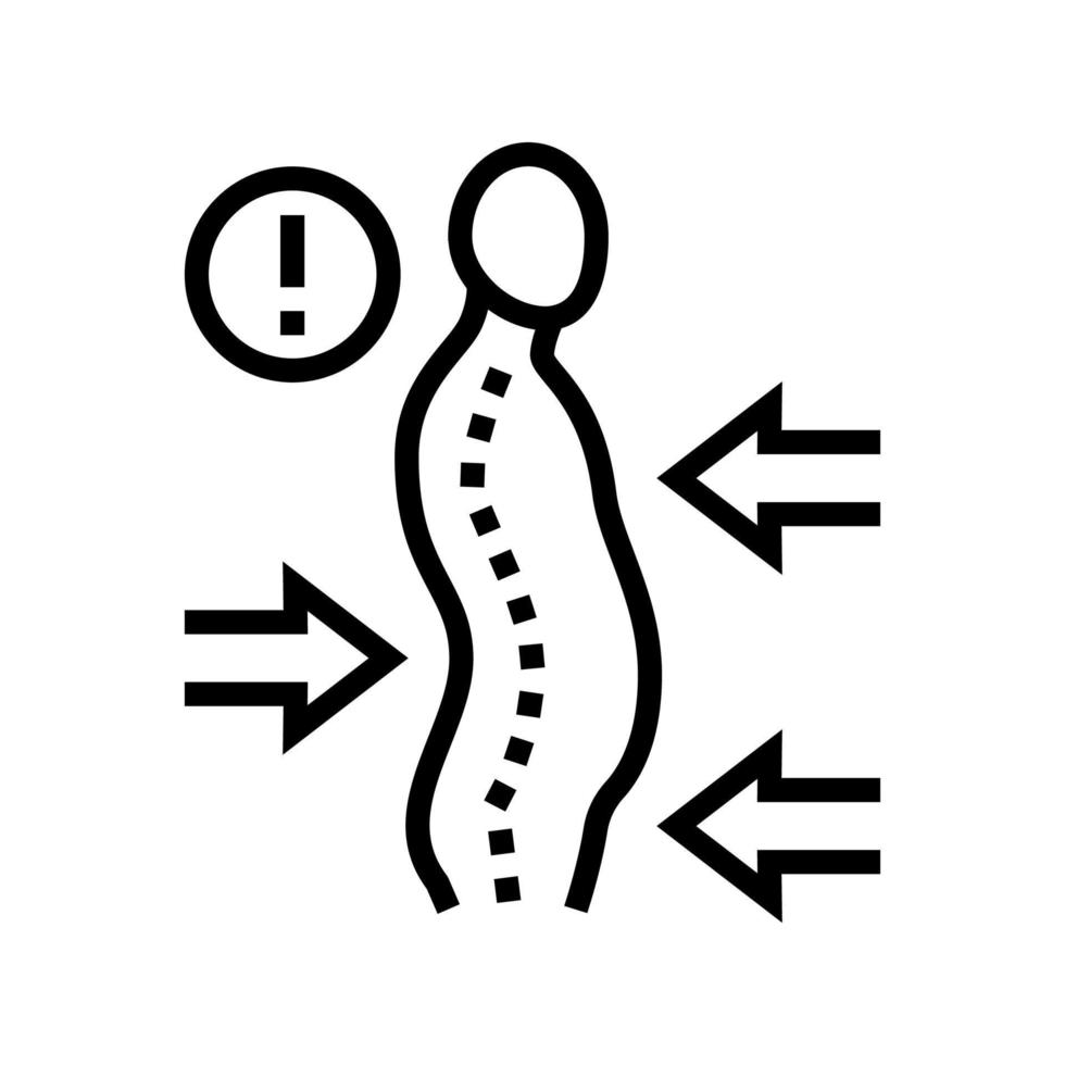 illustration vectorielle de l'icône de la ligne de la maladie de la scoliose vecteur