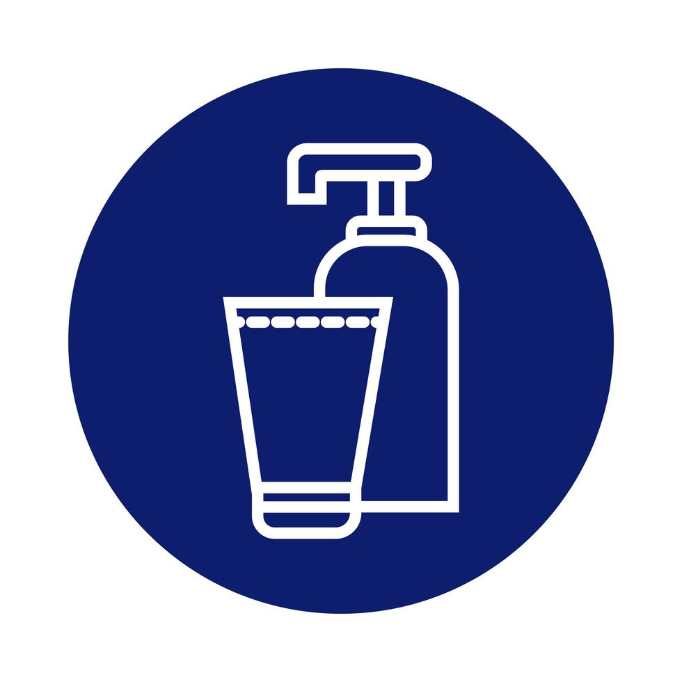 icône de style de bloc de bouteille de savon antibactérien vecteur