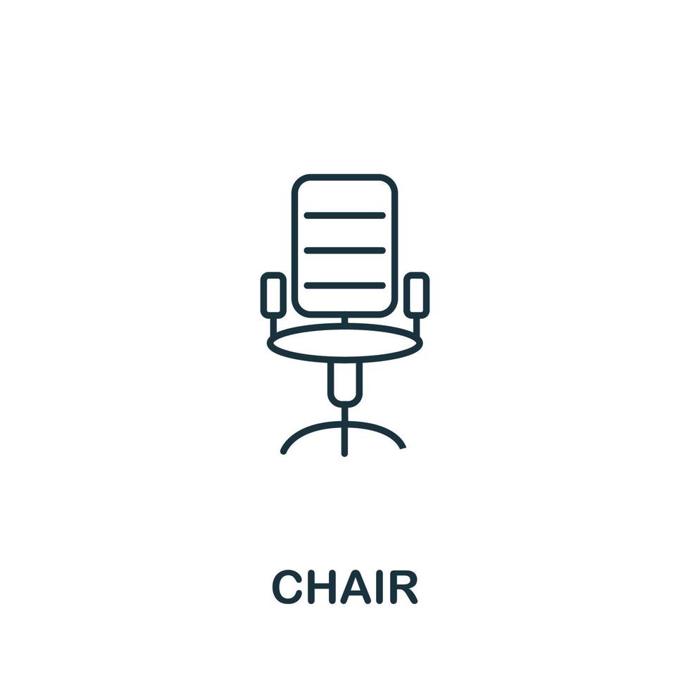 icône de chaise de la collection d'outils de bureau. icône de chaise de ligne simple pour les modèles, la conception Web et les infographies vecteur