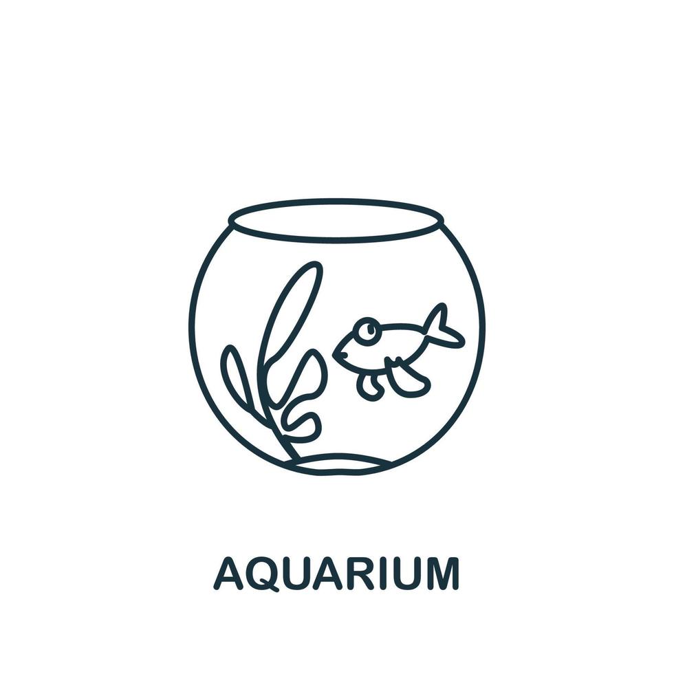 icône d'aquarium de la collection d'animaux domestiques. symbole d'aquarium d'élément de ligne simple pour les modèles, la conception Web et les infographies vecteur