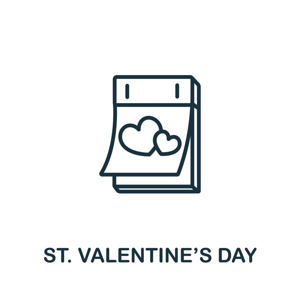 St. icône de la saint-valentin de la collection de vacances. ligne simple st. icône de la saint-valentin pour les modèles, la conception Web et les infographies vecteur