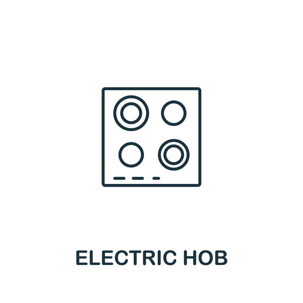 icône de plaque de cuisson électrique de la collection des ménages. icône de table de cuisson électrique en ligne simple pour les modèles, la conception Web et les infographies vecteur