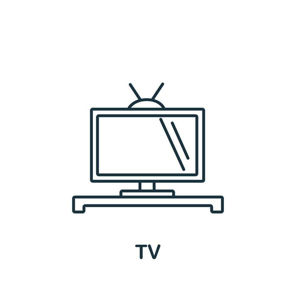 icône tv de la collection intérieure. symbole tv d'élément de ligne simple pour les modèles, la conception Web et les infographies vecteur