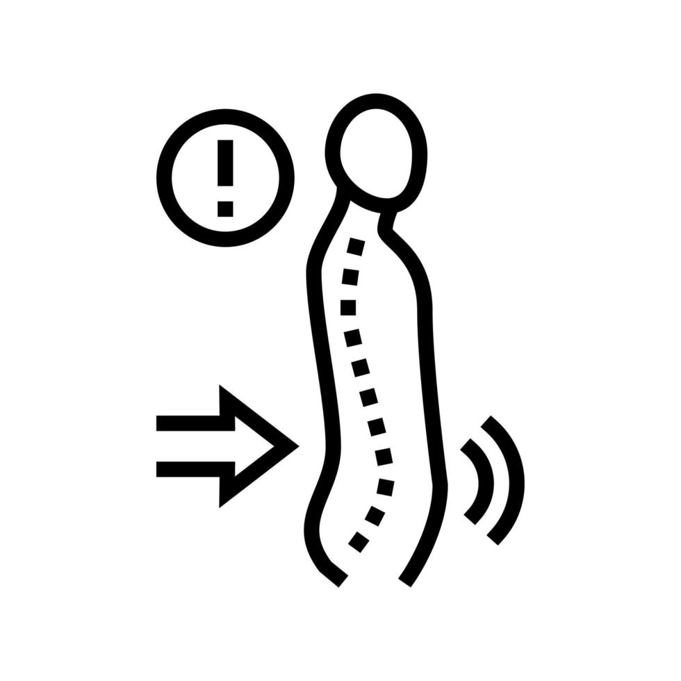 illustration vectorielle de l'icône de la ligne de la maladie de la lordose vecteur