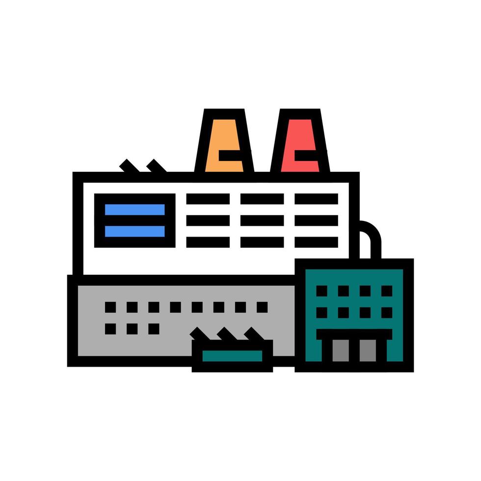 illustration vectorielle d'icône de couleur de bâtiment industriel d'usine vecteur