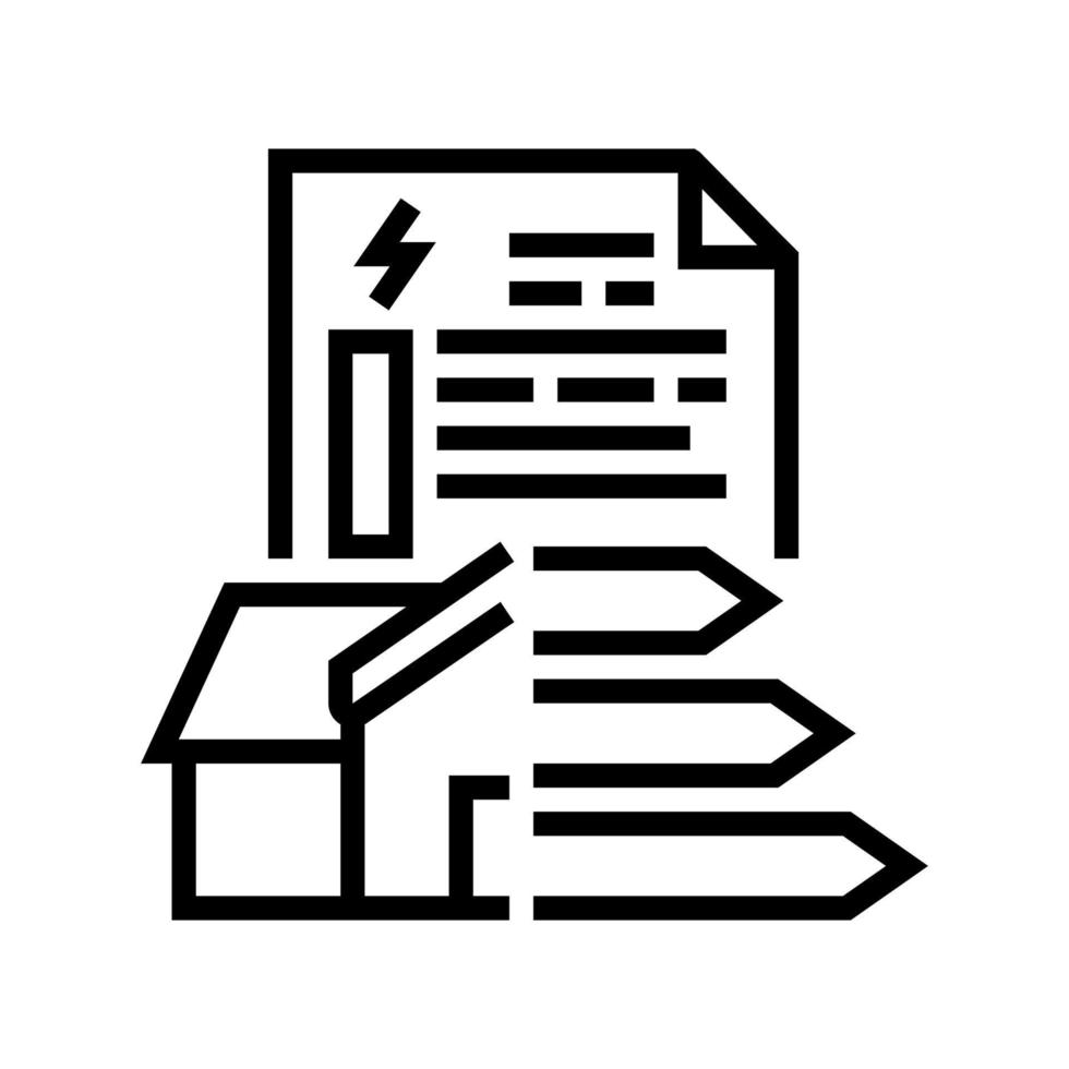 illustration vectorielle de l'icône de la ligne du certificat de performance énergétique vecteur