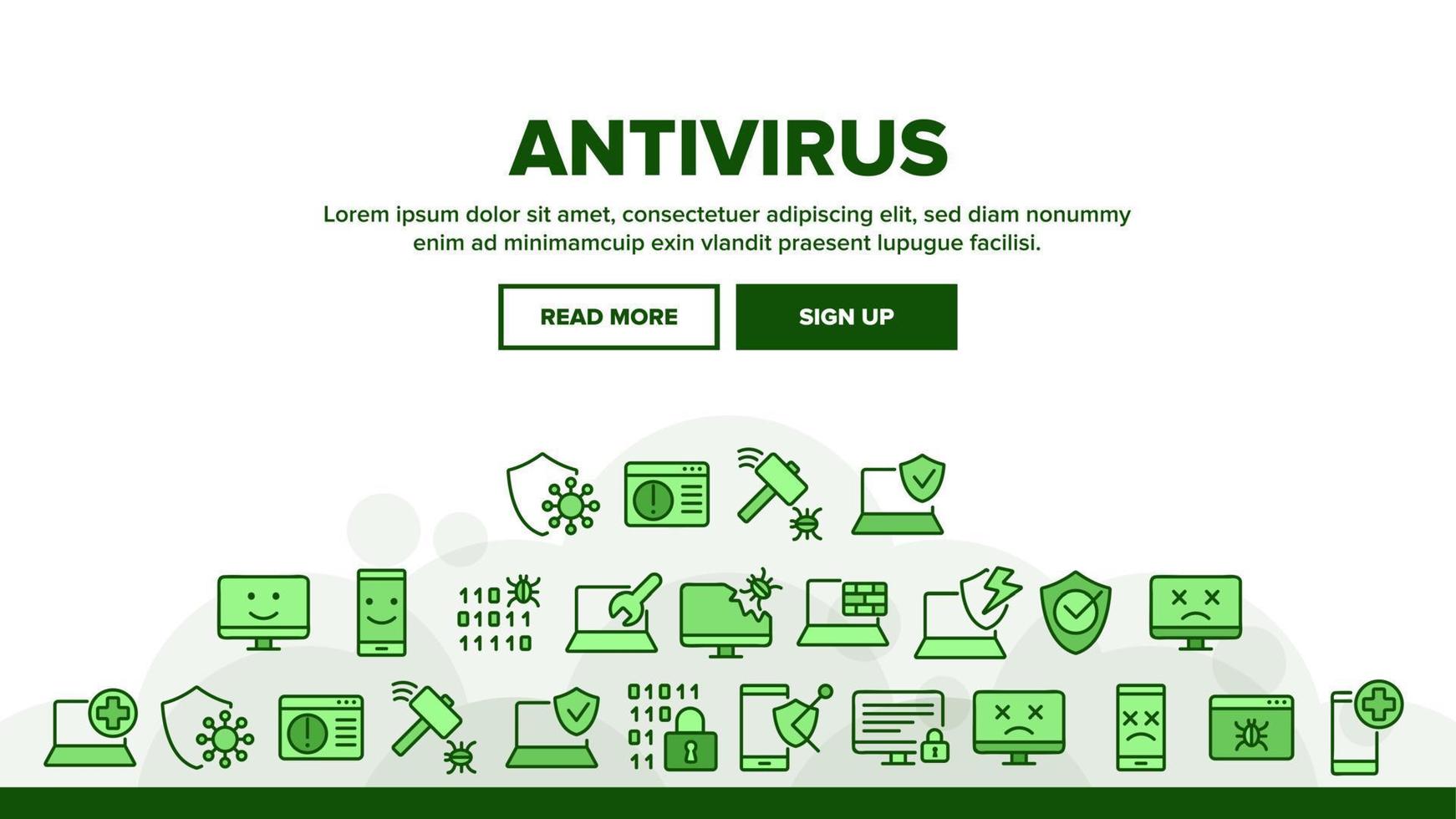 vecteur d'en-tête d'atterrissage de programme antivirus