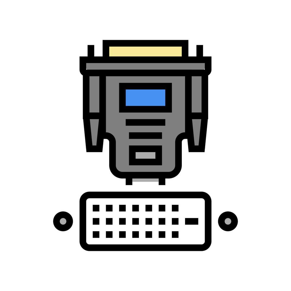 illustration vectorielle de l'icône de couleur du câble et du port dvi vecteur