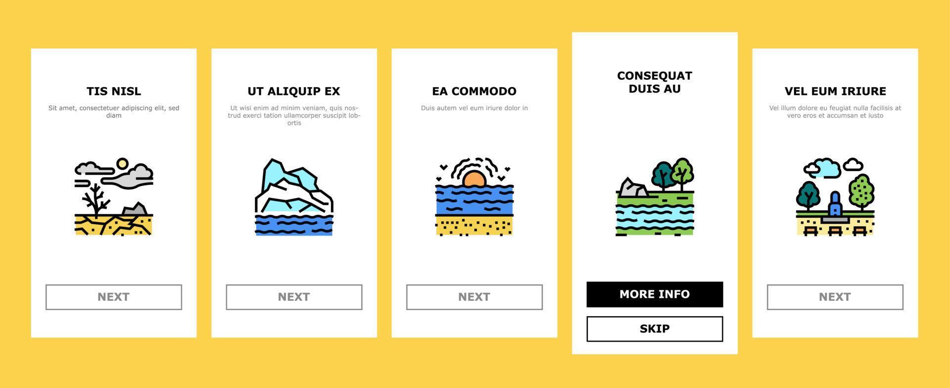 land scape nature onboarding icons set vector
