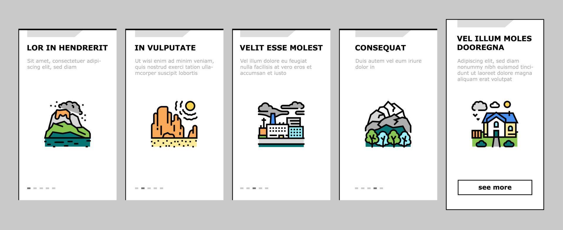 land scape nature onboarding icons set vector