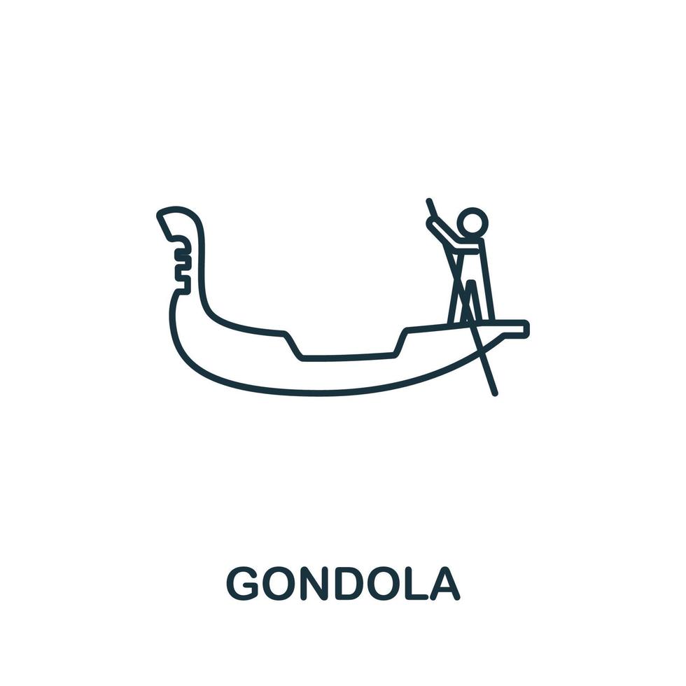 icône de gondole de la collection italienne. icône de gondole en ligne simple pour les modèles, la conception Web et les infographies vecteur