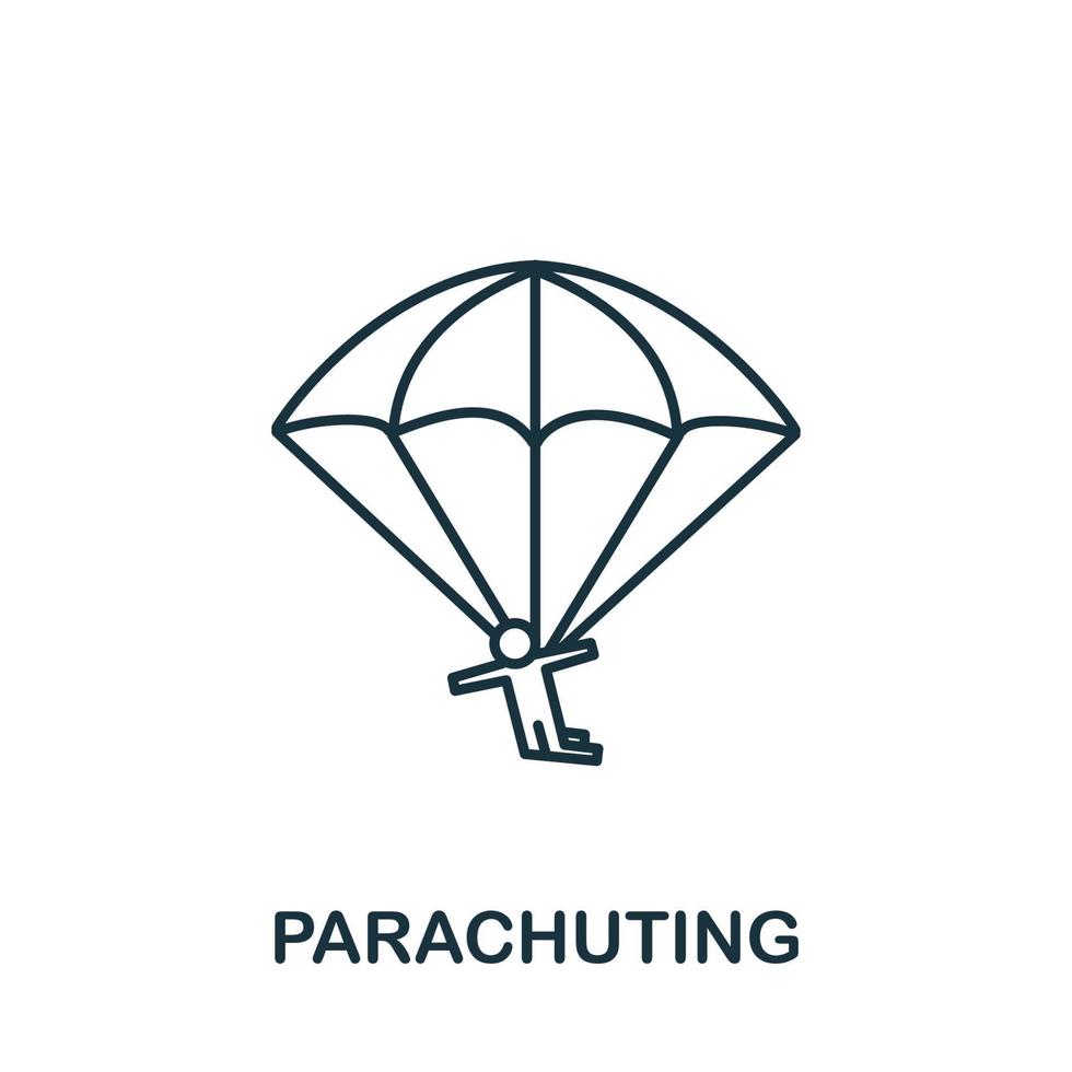 icône de parachutisme de la collection de loisirs. symbole de parachutisme d'élément de ligne simple pour les modèles, la conception Web et les infographies vecteur