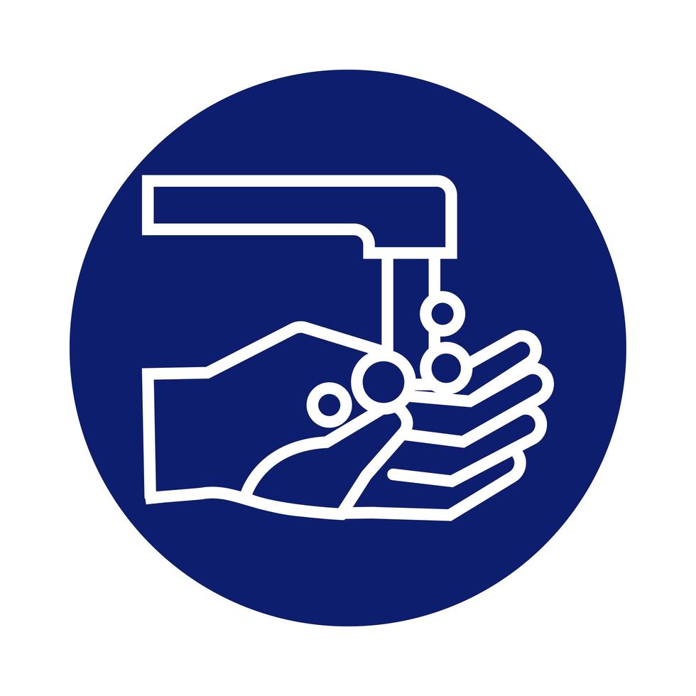 laver les mains avec l'icône de style de bloc de robinet vecteur