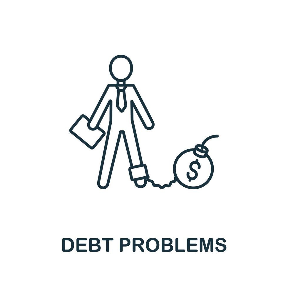 icône de problèmes de dette de la collection d'entreprises mondiales. icône de problèmes de dette de ligne simple pour les modèles, la conception Web et les infographies vecteur