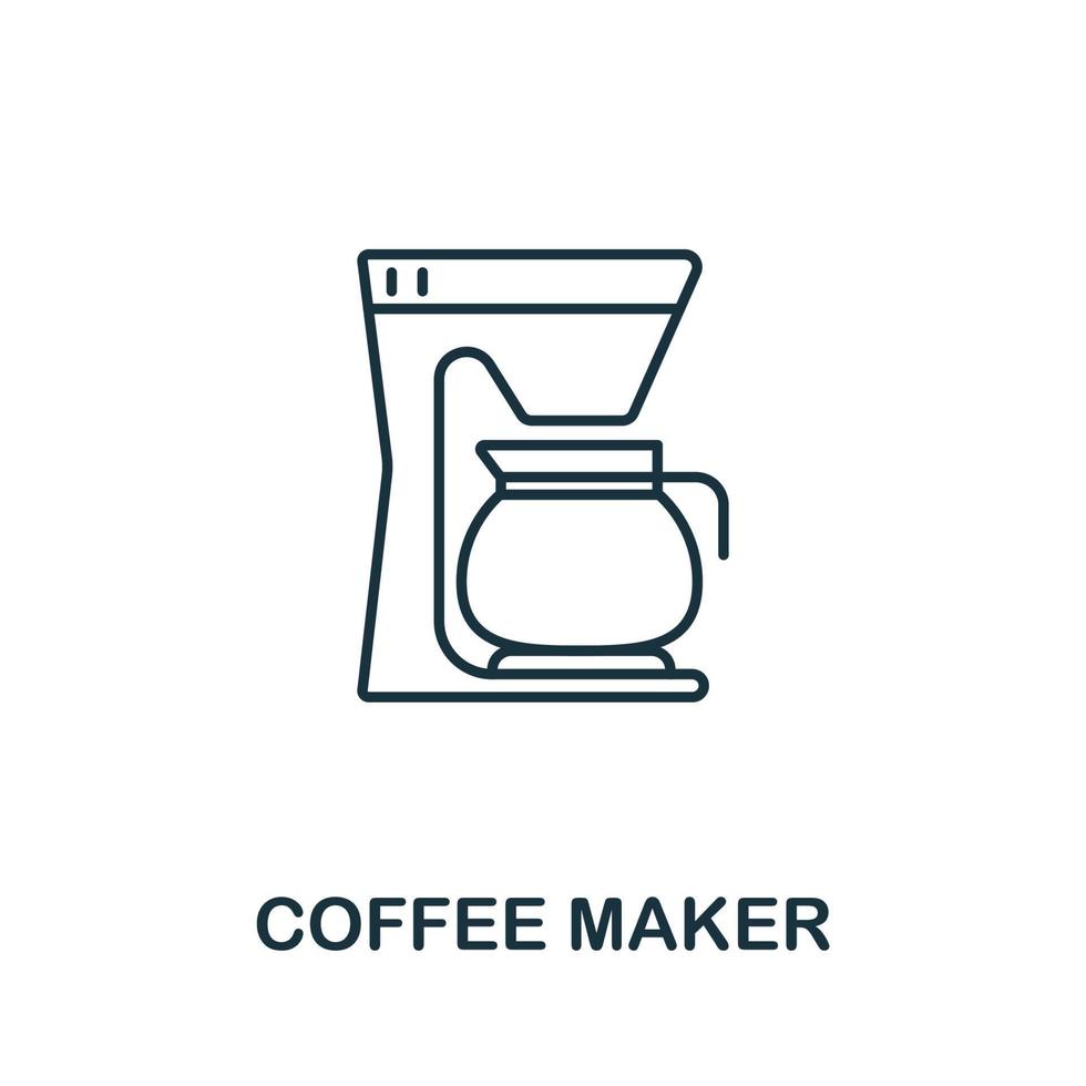 icône de la cafetière de la collection des ménages. icône de cafetière en ligne simple pour les modèles, la conception Web et les infographies vecteur