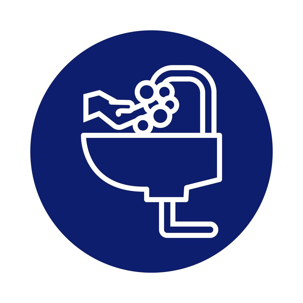 lavage des mains dans l'icône de style bloc robinet vecteur