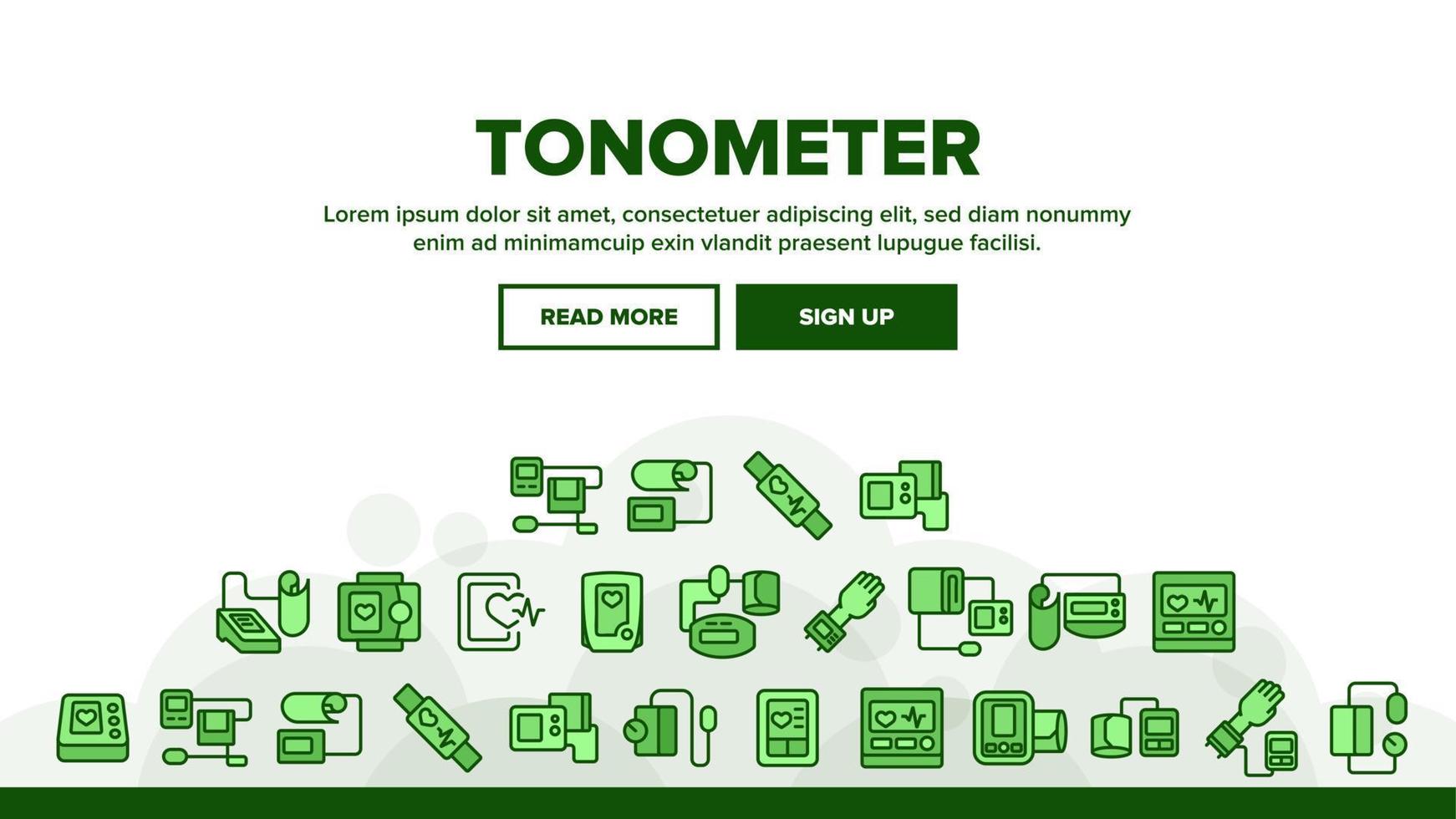 vecteur d'en-tête d'atterrissage d'équipement de tonomètre