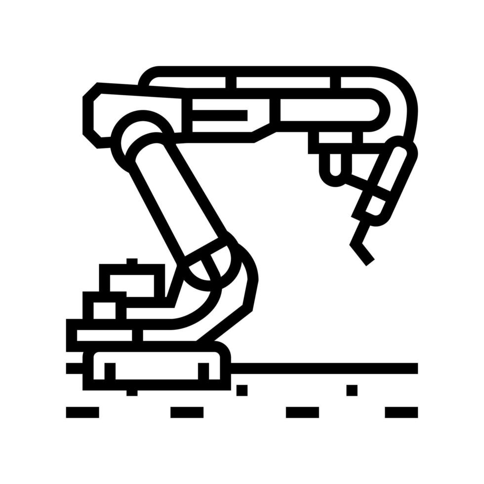 illustration vectorielle d'icône de ligne de bras de robot industriel vecteur